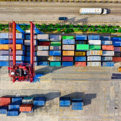 aerial view of containers
